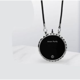 Portable hanging neck air purifier (Option: black)