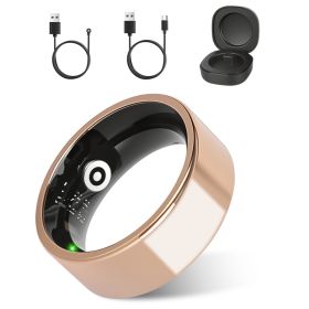 Smart Ring Health Tracker Fitness Sleep Stress HRV Tracker With Charging Case Magnetic Charging Cable For Women & Men Compatible With IOS & Andro (Option: Gold-Size 7)